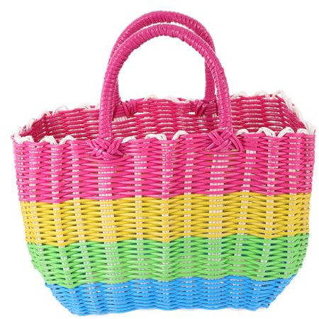 ABOOFAN Cesta Da Picnic Colorata Stile Vintage Con Manico Per Spesa Picnic e Decorazioni Per La Casa Cesto Multiuso Per Frutta e Verdura e Pratico