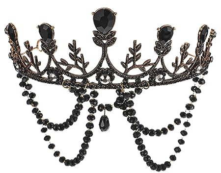 BESPORTBLE 1 Stück Gothic Quinceanera Brautkrone Haarschmuck Für Braut Festzug Frau Tiara Kronen Vintage Kommunion Gothic Krone Frauen Mädchen Brautkönigin Strass Schwarz