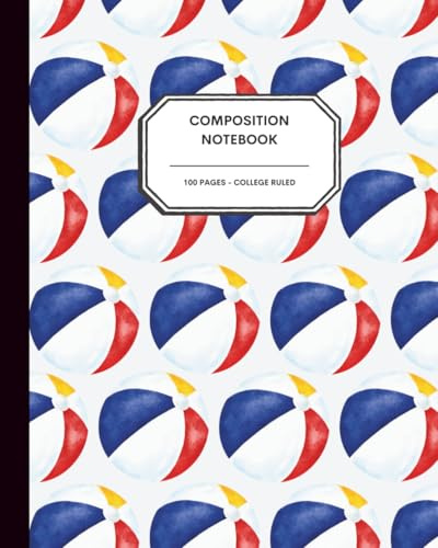 Beach Ball Bounce: Summer Fun Journal Notebook – 8x10” – 100 College Ruled Pages – Classic Red, Blue & Yellow Beach Ball Design – Perfect for Kids, Students & Vacation Vibes