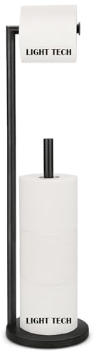 NK90 TECH Free Standing Toilet Roll Holder-Anti Rust Pedestal Toilet Roll Storage Dispenser Holder with Screws Installation Anti-Slip Weighted Base Kitchen Roll Holder[BLACK]