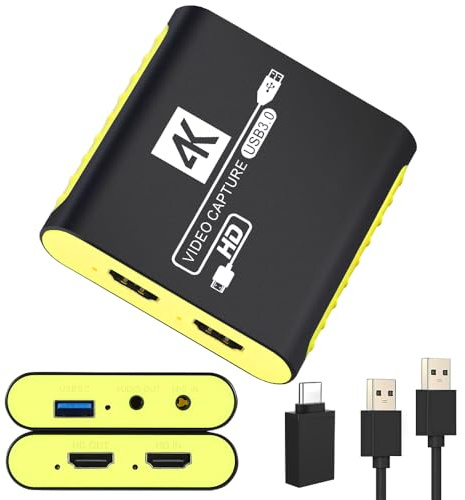 Capture Card for Nintendo Switch 2, Switch 1, OLED, Steam Deck, PS4, PS5, Xbox, USB3.0 1080P 60FPS Streaming, 4K@30Hz HDMI Passthrough, Plug and Play, Compatible with OBS,YouTube,TikTok, Mac,Windows