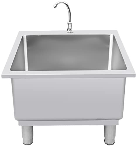 JYBNBBE Fregadero de Cocina, Fregadero Comercial de Acero Inoxidable, Fregadero de Servicio, Fregadero de Suelo con colador y Grifo de Cocina, estación de Lavado Independiente de,80 x 50 x 50cm