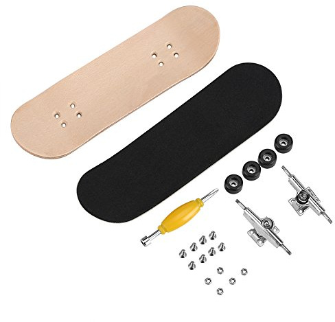 Uadme 1 Stück Ahornholz + Legierung Griffbrett Finger Skateboards mit Box Druck reduzieren Geschenke schwarz