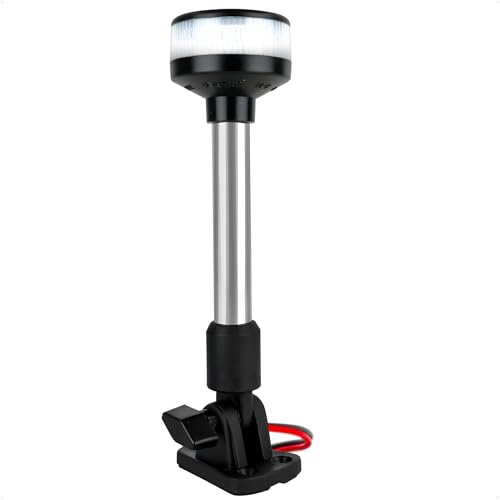 Five Oceans 9 LED Boat Anchor Light, USCG 2NM Certified, 12V DC, Fold-Down All-Round Navigation Light for Pontoon Stern Light, Fishing Boats & Yachts, Bimini Top Light - FO5042