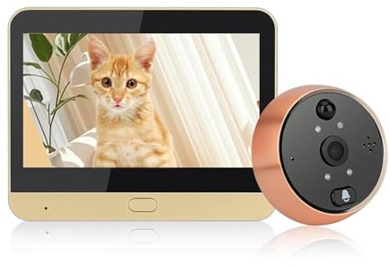 NGBFF Video Doorbell, Wifi Anti-theft Doorbell Two Way Intercom Video Doorbell PIR Motion Detection Peephole Remote Monitoring Digital Door Viewer(Peephole)