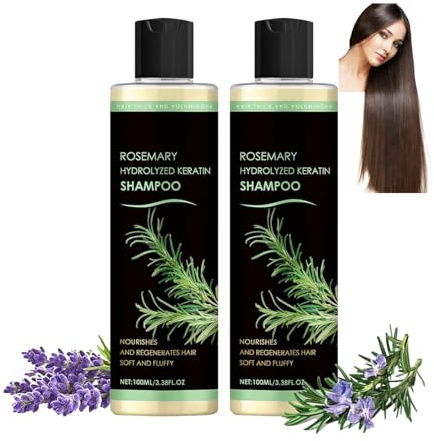 Rosemary-schampo för hårväxt, hydrolyserad keratinschampo, förtjockande och förstärkande för kvinnor och män, vid håravfall, närande och fuktgivande (2 st)
