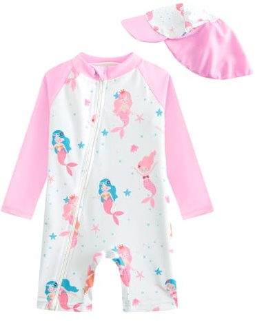 WYTbaby Traje de baño para bebé niño y niña con protección solar de manga larga para niños pequeños de 3 meses a 3 años, 6 mes