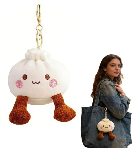 Baozi Soft Stuffed Toys, Lovely Plush Dolls & Mini Hanging Pendants, Cute Food-Inspired Plush Keychains With Soft Touch, Compact Size for Daily Decoration, Great As Birthday Gifts (C)