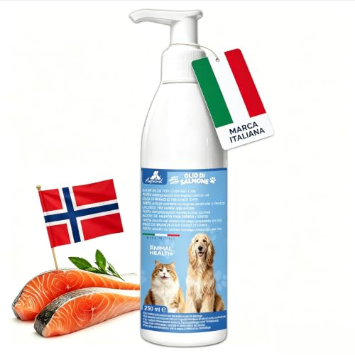 Aspand Huile de saumon pour chiens et chats 100% naturelle de Norvège, pressée à froid, enrichie en oméga-3, EPA et DHA, soutient la peau, le pelage, les articulations et le système immunitaire, pompe