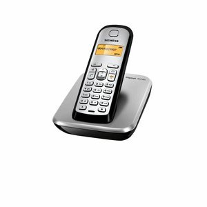 Siemens Gigaset AS280 DECT Schnurlostelefon mit beleuchtetem Display und Tastatur, schwarz/ silber