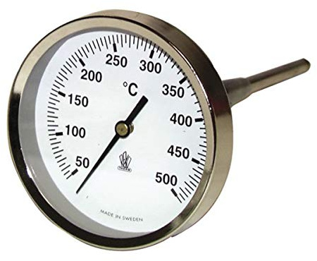 DIFF - Thermomètre rond de fumée Ø 80mm, capillaire 200mm, 0/500°C - DIFF