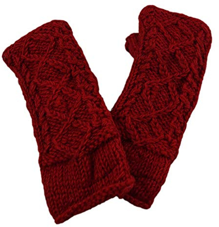 musimon Handstulpen Pulswärmer Stulpen 100% Naturwolle gefüttert (rot)