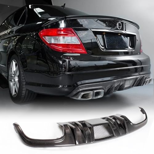 Carbon Fiber W204 Rear Diffuser for Mercedes Benz C Class W204 2008-2011 C250 C300 C350 Sport & C63 AMG Rear Bumper Lip Diffuser Dual Outlet(Quad Round Muffler Twin Out) (A Style)