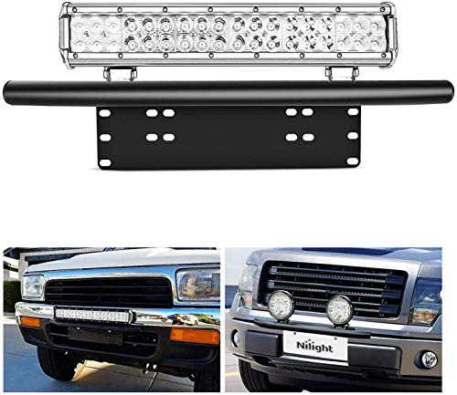 Nilight - 90021B Light Bar Mounting Bracket Front License Plate Frame Bracket Holder for Off-Road Lights LED Work Lamps , 2 Years Warranty