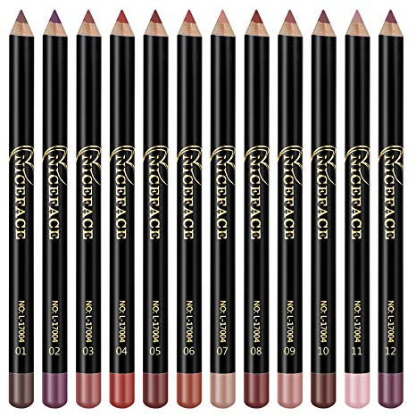 Minkissy 12pcs matite per labbra opache matite contorno labbra matita per labbra waterproof per trucco a lunga durata per ragazze donne signora