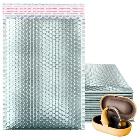 ABC PACK & SUPPLY Ice Blue Metallic Bubble Mailers, 9.5 x 13.5 Inches. Pack of 10 Metallic Bubble Envelope Mailer. Padded Envelopes Waterproof. Opaque Self Seal Mailers for Cosmetics