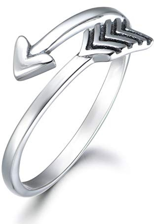 Shuxin Silber Damen Ring, 925 Sterling Silber Vintage Retro Daumen Ring, Verstellbar Hochzeitsringe Eheringe Verlobungsring Trauringe, Unisex Veränderbar Amors Pfeil Knöchel Zehenringe Öffnen Ring