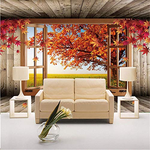 3D Fonds D'Écran Stéréoscopique Romantique Érable Rouge Tête De Lit Papier Peint Le Salon Canapé Peinture Murale Murale,200 * 140Cm