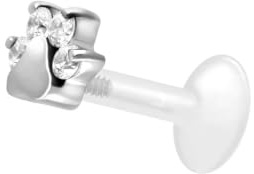 PIERCINGLINE PTFE Labret mit Innengewinde | TITAN AUFSATZ KRISTALLPFOTE| Piercing Lippe Nase Ohr Helix | Farb & Größenauswahl
