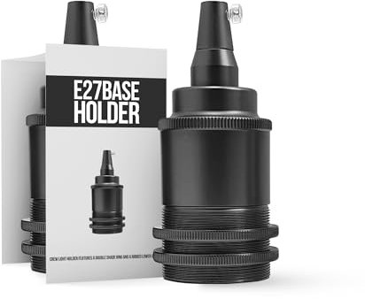 Antique Brass E27 Holder Satin Black Bulb Socket Screw Bulb Holder UK Bronze Lampholder Vintage Metal Bulb Socket Retro Brass Ceiling Light Holder Pendant Socket 240V Light Fitting E27 LampBase