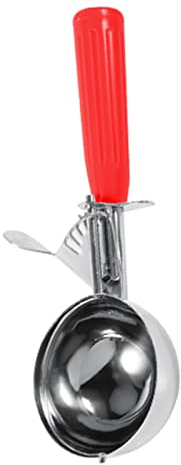Tyenaza Ice Cream Scoop, Stainless Steel Fruit Ice Cream Scoop Spoon with Plastic Handle Kitchen Tool (Red)