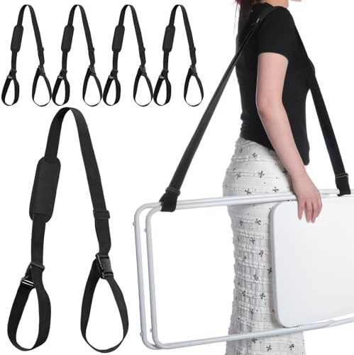 Sanwuta 5 Pack Beach Chair Carrying Strap, Adjustable Shoulder Strap for Portable Chair Carrier for Camping Picnics Yaga Mat(Black)