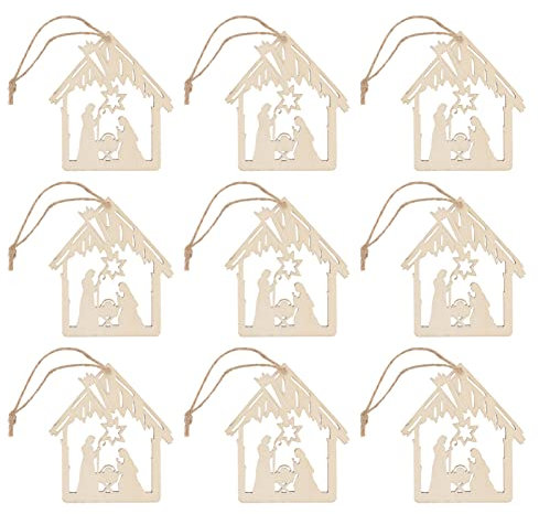 Didiseaon 20pcs Nativity Scenes birth of jesus hanging decor wood nativity scene ornament nativity figurine hanging decor Hanging Pendant Wooden