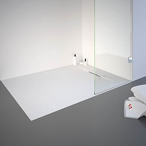 Schulte receveur de douche 90x120x3,2cm blanc effet pierre anti-glisse | ultraléger 16.4 kg rectangulaire extraplat à poser/encastrer antidérapant