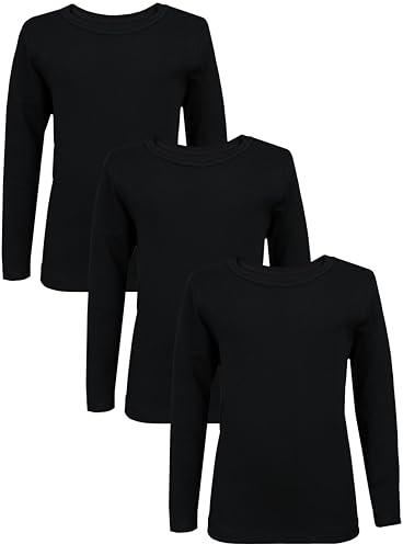 TupTam Maglie Manica Lunga Bimbi 3 Pezzi – 100% Cotone, Unisex, Nero, 110