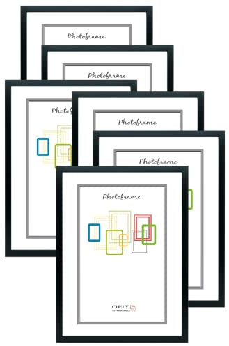 CHELY INTERMARKET MODCI-100 Marco Madera 30x40cm Acabado Elegante Bastidor 1.5cm Estilo Clásico Certificados Decoración Hogar Oficina Color Negro Cuadro Vertical Horizontal Pack 6 Unidades