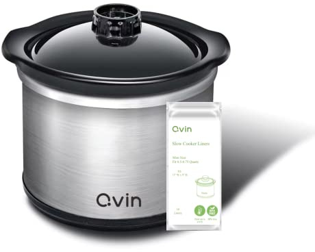 Qvin Mini calentador de olla lenta de 0.65 cuartos con 10 líneas de cocción lenta para ollas de 0.5 cuartos de galón - 0.75 cuartos