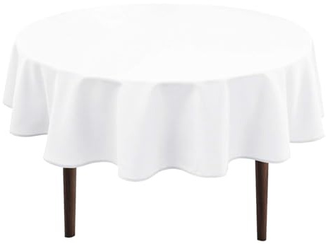 Hiasan Weihnachten Weiß Wasserabweisend Tischdecke aus Polyester,Rund180cm,Anti-Falten Tischtuch,geeignet für Küche,Restaurant,Hochzeit