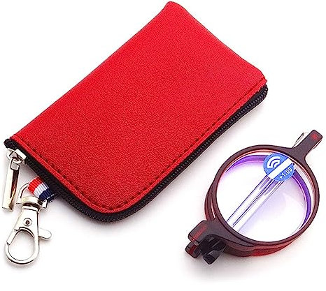 VEVESMUNDO Blaulichtfilter Faltbare Lesebrillen Anti Blaulicht Zusammenklappbar Kompakt Mini Lesehilfe Brillen mit Etui (1 Stück Rot Lesebrille, +1.5)