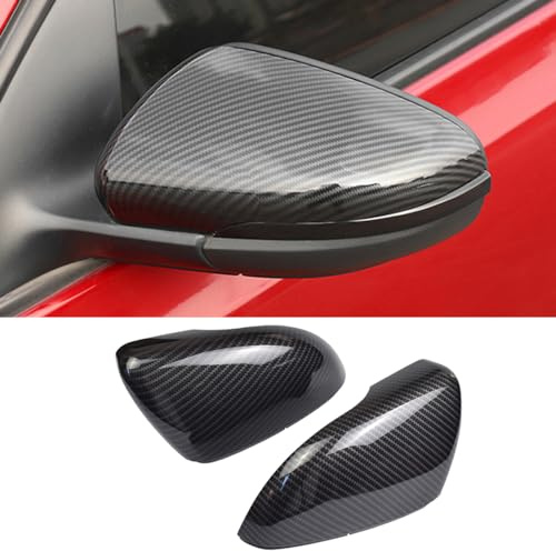Kakulkomen 1 Paar Rückspiegelabdeckung für Volkswagen GOLF 6 VI MK6 | Links Rechts Seitenspiegel Abdeckungen Kappen für GTI R Line R20 Touran (Kohlefasermuster)