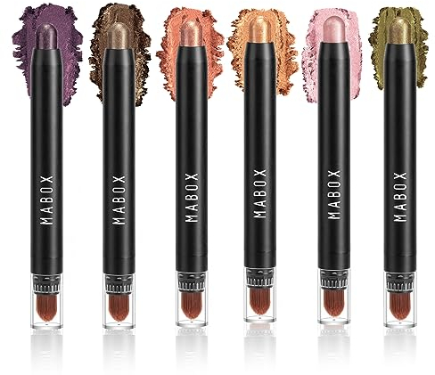 Joyeee Bâton Fard à Paupières 6 Couleurs/Ensemble, Nacré Paillettes Modification des Yeux Crayon de Ombre à Paupières Crémeux, Longue Durée Imperméable, Stylo Maquillage des Yeux pour Femmes Filles#2