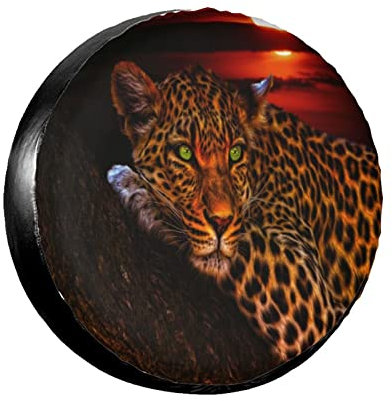 Ersatzradabdeckungen Afrikanisches Safari-Tier-Leopard-Rustikales Thema Premium Radabdeckung Uv-Schutz Reifenschutzhülle Für SUV Truck Fahrzeuge 16inch