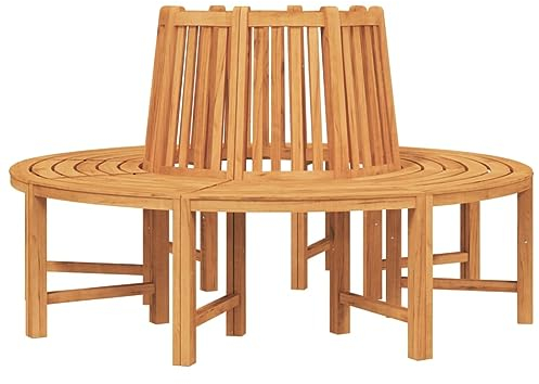 vidaXL Baumbank 2 STK., Halbrund Sitzbank Bank, Wetterfest Gartenbank mit Rückenlehne, Holzbank Parkbank Rundbank, Ø160 cm Massivholz Eukalyptus