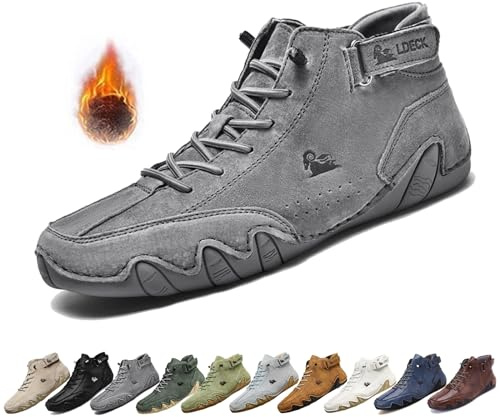 Hommes Bottes Hautes en Daim Faites à la Main, décontractées à enfiler chaussures imperméables antidérapantes confortables légères chaussures d'extérieur pieds nus pour randonnée et conduite ( Color :