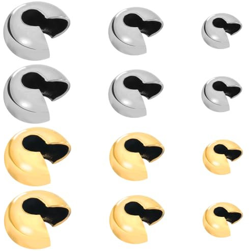 SUNNYCLUE 120 Pièces Cache-Perles Écrasables en Acier Inoxydable 304 - Or et Argent Demi-Ronds Couvercles Ouverts
