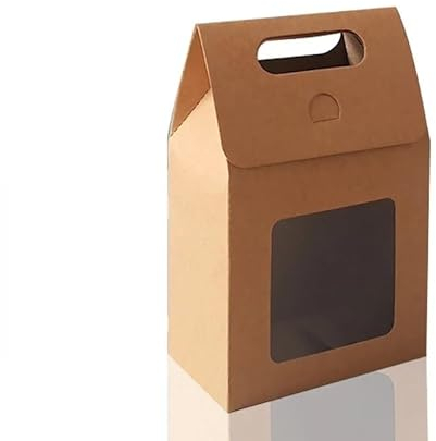 Geschenktüten aus Kraftpapier 12/24/48 Stück tragbare Geschenktüten aus Kraftpapier for Hochzeiten, Süßigkeiten-Verpackungsbeutel mit durchsichtigem PVC-Fenster, Dichtungsboxen, Verpackungsbeutel for