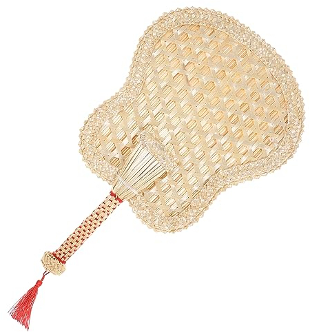 OUNONA Handgefertigter Griffventilator aus Stroh Gewebter Handventilator im Landhausstil Leicht und Kühlend für Hochzeit und Strandparty