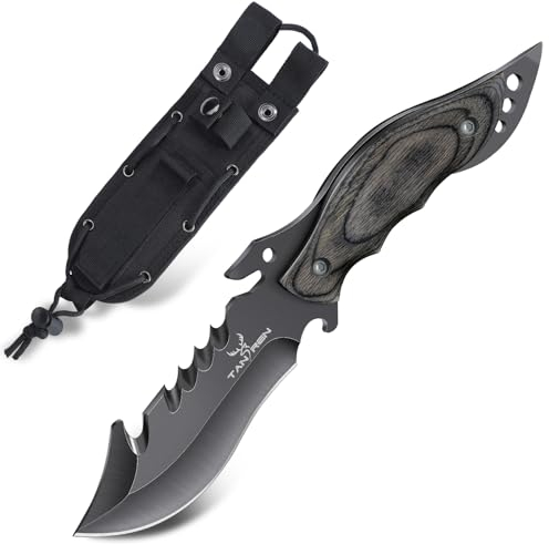 TAN RAN Coltello da esterno a lama fissa con fodero, coltello da caccia lama fissa, coltello da esterno in acciaio 3Cr 13, coltelli bushcraft lama fissa per campeggio, pesca e caccia