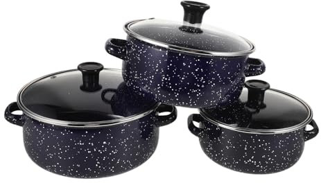COLLBATH 1set Pentole Ceramica Smaltata Per Zuppe Pentole Da Cucina Con Manici Per Cottura Di Pasta e Salse Design Piatto Per Riscaldamento Uniforme