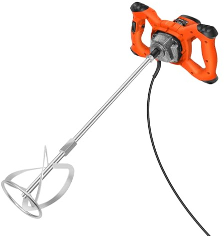 Tragbare Betonmischer Maschine, Elektrischer Rührwerkzeug 2600W, mit 6-Gang-Geschwindigkeit, Zum Mischen Von Zementschlamm, MöRtel, Farbbeschichtung Und Bohren, Orange