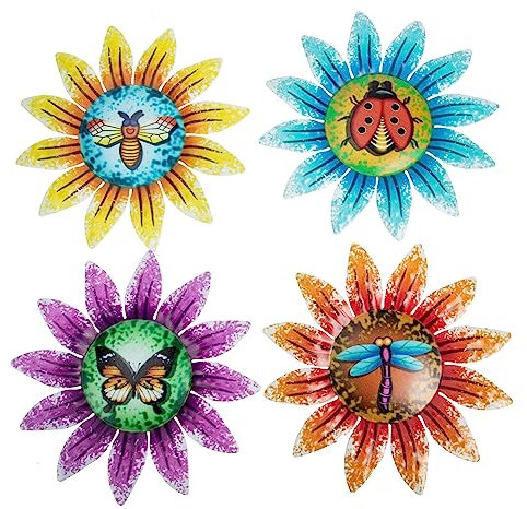 Cabilock 4stücke Blumen Wanddekoration Aus Eisen Kunstvolle Metallblumen Für Wohnzimmer Büro Garten Robuste Und Stilvolle Wanddeko Mit Feiner Verarbeitung Einzigartige Fotorequisiten