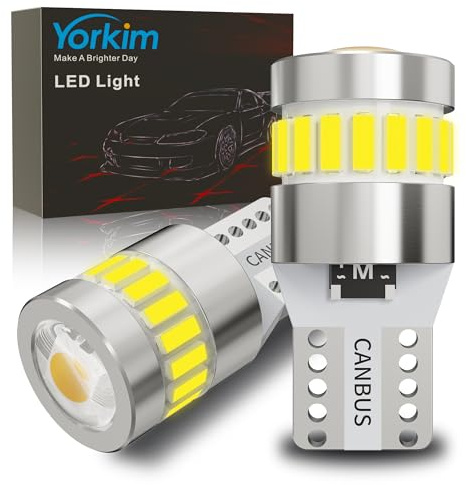 Yorkim 194 LED Bulb 6300K White, 168 2825 W5W T10 LED Light Bulb Error Free for License Plate, Dome, Map, Courtesy, Side Marker Lights, Pack of 2