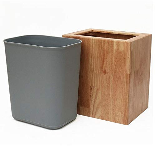 JKJZSALJ Papeleras Papelera De Madera Rectangular con Papelera Interior Desmontable Papelera De Cocina Original Hecha A Mano De Color Madera De 6 litros