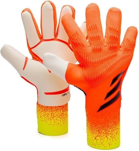KINGGOO, guanti da portiere da calcio, guanti da portiere da calcio per allenamento, aderente, antiscivolo e traspirante per adulti e bambini (arancione, 8)
