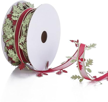 ALLWSLucky 20m Vid Artificial Cinta de Hoja, Hojas Verdes Cinta de Hojas Verdes para Guirnalda de Flores Decoración Jardinería Boda Fiesta Accesorio de Bricolaje (Rojo)