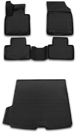Element 3D Gummimatten & Kofferraummatte Set passend für Volvo XC90 | 2014-2025 | 5-Sitze und 7-Sitze, gefalteter Rücksitz | 100% passgenaue Auto Fußmatten, robuste Fußmatte Auto, Gummimatten Auto